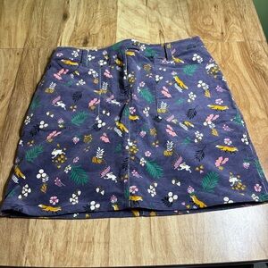 Boden Purple Corduroy Woodlands Leaf Flower Fox Rabbit Skirt Womens Size 10